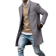 Men's Casual Trench Coat High-Quality Button-Up Jacket Autumn Winter Fashionable Solid Pattern Versatile Style