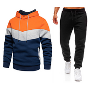Men's Sport Suit Casual Patchwork Hoodie And Pants Set Fashionable Spring Autumn Two-Piece Outfit Polyester Long Sleeve Sweatshirt