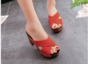 Eye-Catching Women's Suede Sandals with Cross Rivet Open Toe and High Chunky Heel