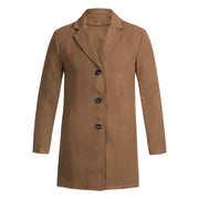 Men's Casual Trench Coat High-Quality Button-Up Jacket Autumn Winter Fashionable Solid Pattern Versatile Style