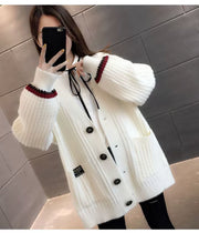 Women's Mid Length Long Length Spring and Autumn Sweater Knitted Cardigan