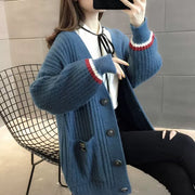 Women's Mid Length Long Length Spring and Autumn Sweater Knitted Cardigan