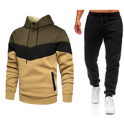 Men's Sport Suit Casual Patchwork Hoodie And Pants Set Fashionable Spring Autumn Two-Piece Outfit Polyester Long Sleeve Sweatshirt