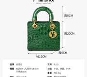 Genuine Leather Portable Elegant Crocodile Pattern All-Match Small Square Bag