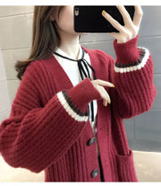 Women's Mid Length Long Length Spring and Autumn Sweater Knitted Cardigan