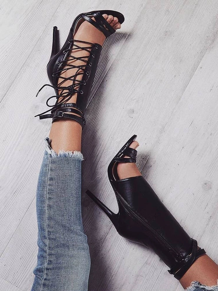 Women  Sexy High Heels Lace-Up Shoes