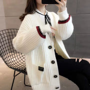 Women's Mid Length Long Length Spring and Autumn Sweater Knitted Cardigan