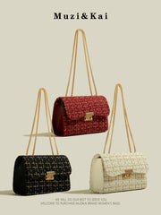 Women Classic Style Knitted Messenger Bag Chain