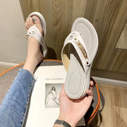 Women's Platform Slide Sandals with Metal Buckle Eye-Catching Short Design for Shoe Film Machine