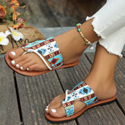 Women Breathable Printed Toe Covering Roman Style ,Slippers