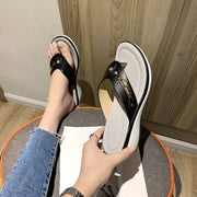 Women's Platform Slide Sandals with Metal Buckle Eye-Catching Short Design for Shoe Film Machine