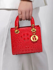 Genuine Leather Portable Elegant Crocodile Pattern All-Match Small Square Bag