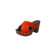 Eye-Catching Women's Suede Sandals with Cross Rivet Open Toe and High Chunky Heel