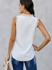 Women Fashion V Neck Eyelash Thin Pullover Sleeveless Blouse