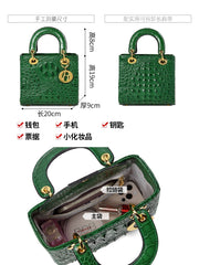 Genuine Leather Portable Elegant Crocodile Pattern All-Match Small Square Bag