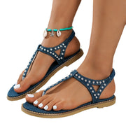 Women's Plus Size Rivet Flat Flip-toe Sandals