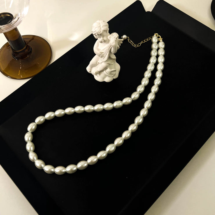 Women French Style Vintage Large and Small Blogger Pearl Necklace