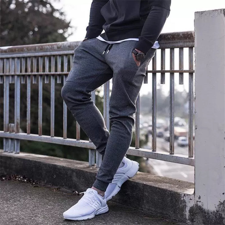 Spring and Autumn Cotton Sports Pants Slim Fit Men Jogger Pants Fitness Pants Muscle Boy Pure Color Stretch Running Pants