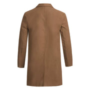 Men's Casual Trench Coat High-Quality Button-Up Jacket Autumn Winter Fashionable Solid Pattern Versatile Style