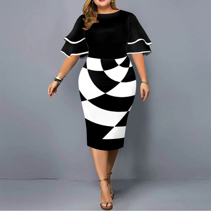 Women  Spring plus Size Dress Skinny Sheath