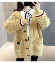 Women's Mid Length Long Length Spring and Autumn Sweater Knitted Cardigan