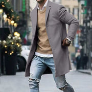 Men's Casual Trench Coat High-Quality Button-Up Jacket Autumn Winter Fashionable Solid Pattern Versatile Style