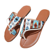 Women Breathable Printed Toe Covering Roman Style ,Slippers