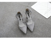 Women's Thick Heel Pointed Stiletto Sandals High Heeled Buckle Strap Eye Catching Black Gray Casual Fashion Footwear