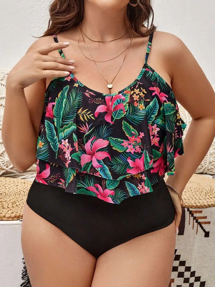 plus Size Split Swimsuit Women&