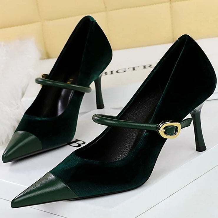 Korean Velvet High Heels Women&