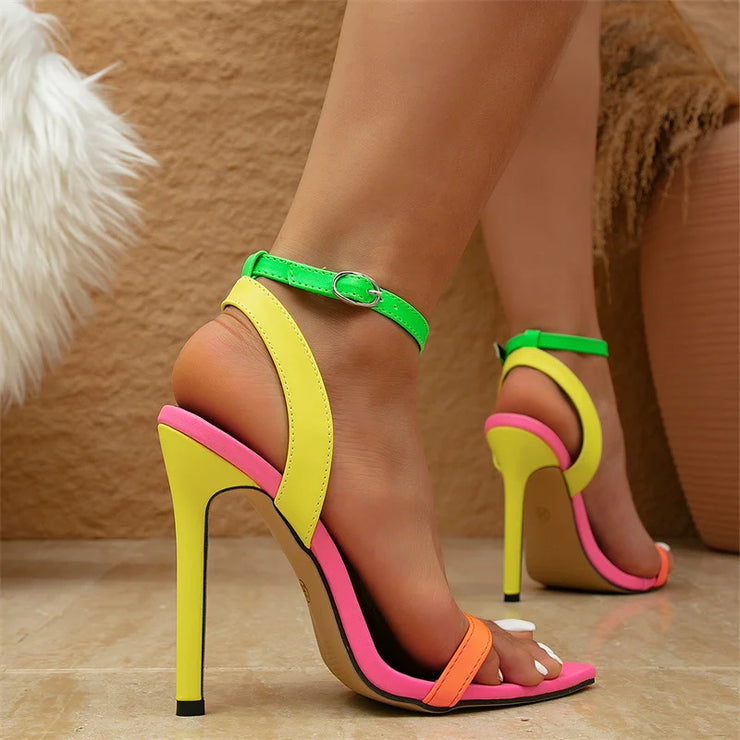 Women Sexy  Stiletto Leather Pointed Toe Buckle Strap High Heels Shoes