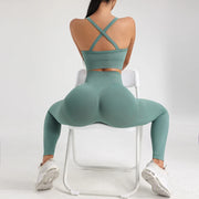 Women's High-Waist Yoga Leggings Quick Dry Breathable Sports Underwear Fitness Training Pants in Assorted Colors by NAQIYAYABEI