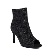 Women Thin High-Heeled Open Toe Zipper Golden Sequins Ankle Boots