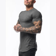 Men's Cotton Breathable Fitness T-Shirt Short Sleeve Running Gym Tee Comfortable Tight Summer Fitness Gear O-Neck Pull-On Closure