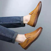 Men's Lightweight Anti-Slip Loafers Breathable Comfortable Flat Designer Rubber Sole Leather Casual Shoes