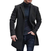 Men's Woolen Overcoat, Windbreaker, Solid Color, Trench Coat, Autumn Winter, Casual, Long Cardigan, Jaqueta, Single Breasted