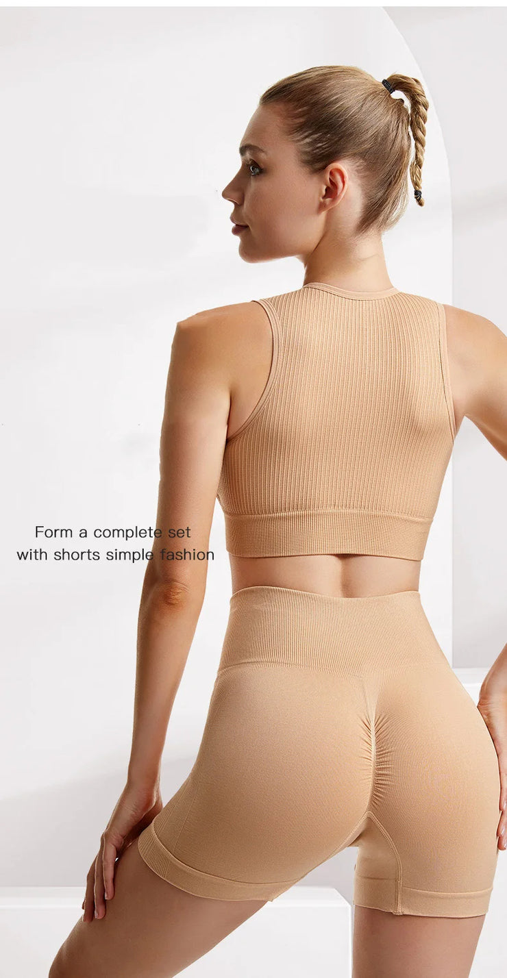 Seamless High-Waist Leggings Sports Bra Yoga Set Women&