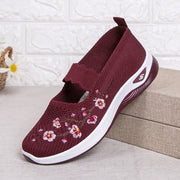 Women's Sneakers Slip on Casual Shoes Soft Sole Embroidered Walking Shoes Lightweight Knitted Flat Shoe
