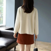 Women Elegant Faux Mink Cashmere Sweater Vintage Luxury Design