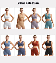 Seamless High-Waist Leggings Sports Bra Yoga Set Women's Gym Workout Clothes Eye-Catching Female Tracksuit for Various Activities