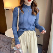 Women's Premium Quality T-Shirt For Stylish Comfortable Daily Wear Tops Sweater With Long Sleeves High Collar Fashion S-XL Tees