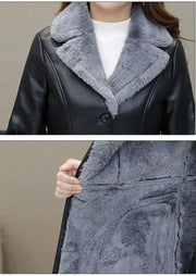 Womens Leather Windbreaker Plus Velvet Thick PU  Leather Jackets