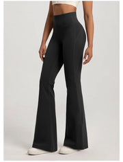 Women Naked High Waisted Waist Cinching Hip Lifting Elastic Bell Bottom Pants