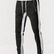 Men's Casual Color Block Zip Pocket Drawstring Sweatpants Skinny Sports Trousers Polyester Four Seasons Wear