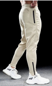 Men's Autumn Winter Pure Cotton Sweatpants Slim Fit Elastic Waist Comfortable Breathable Zipper Casual Trousers