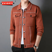 Men's Autumn/Winter Knitted Cardigan Color Contrast Design Sweater