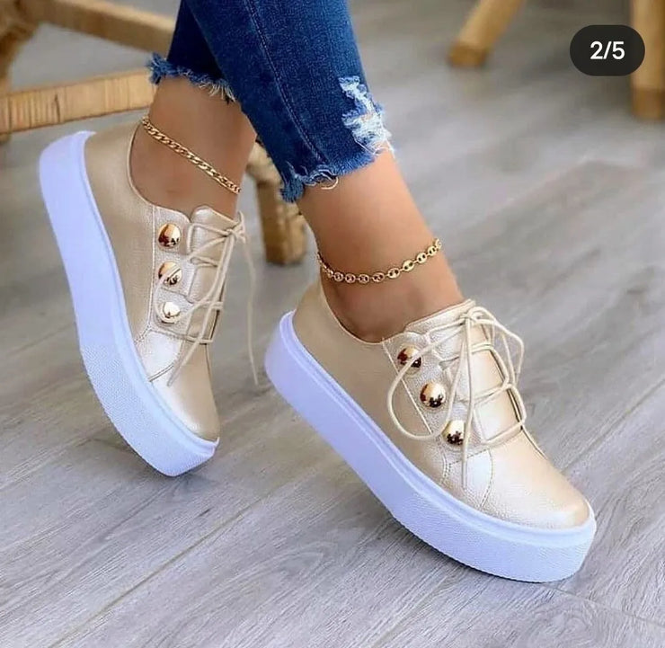 Women Casual  Fashion Spring Leather PU Sneakers