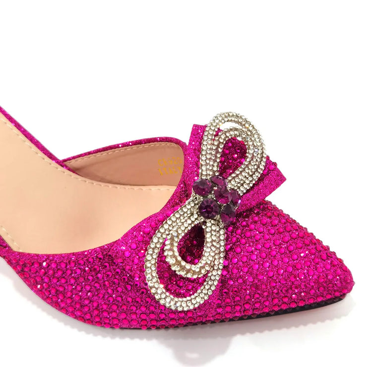 High Heel Pointed Toe Fuchsia Color Shoes