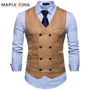 Men Slim Fit   Double breasted Suit Vest