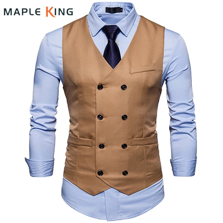 Men Slim Fit   Double breasted Suit Vest